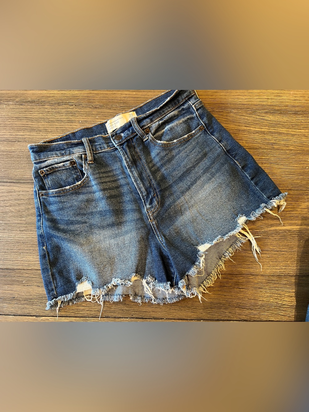 Abercrombie & Fitch Distressed Dark Blue Denim Cutoff Shorts